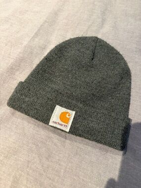 Carhartt Gray Knit Cuffed Beanie with Logo Patch